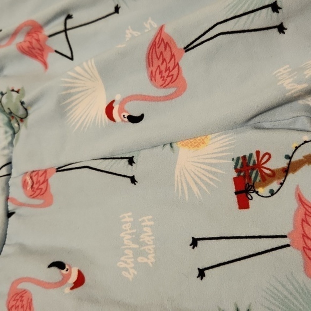 Womens Flamingo Christmas Leggings Workout Wear Active Pants XL - Picture 3 of 3